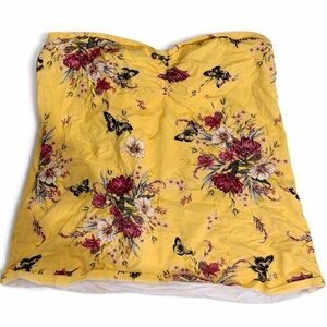 Torrid Yellow Floral Strapless Top